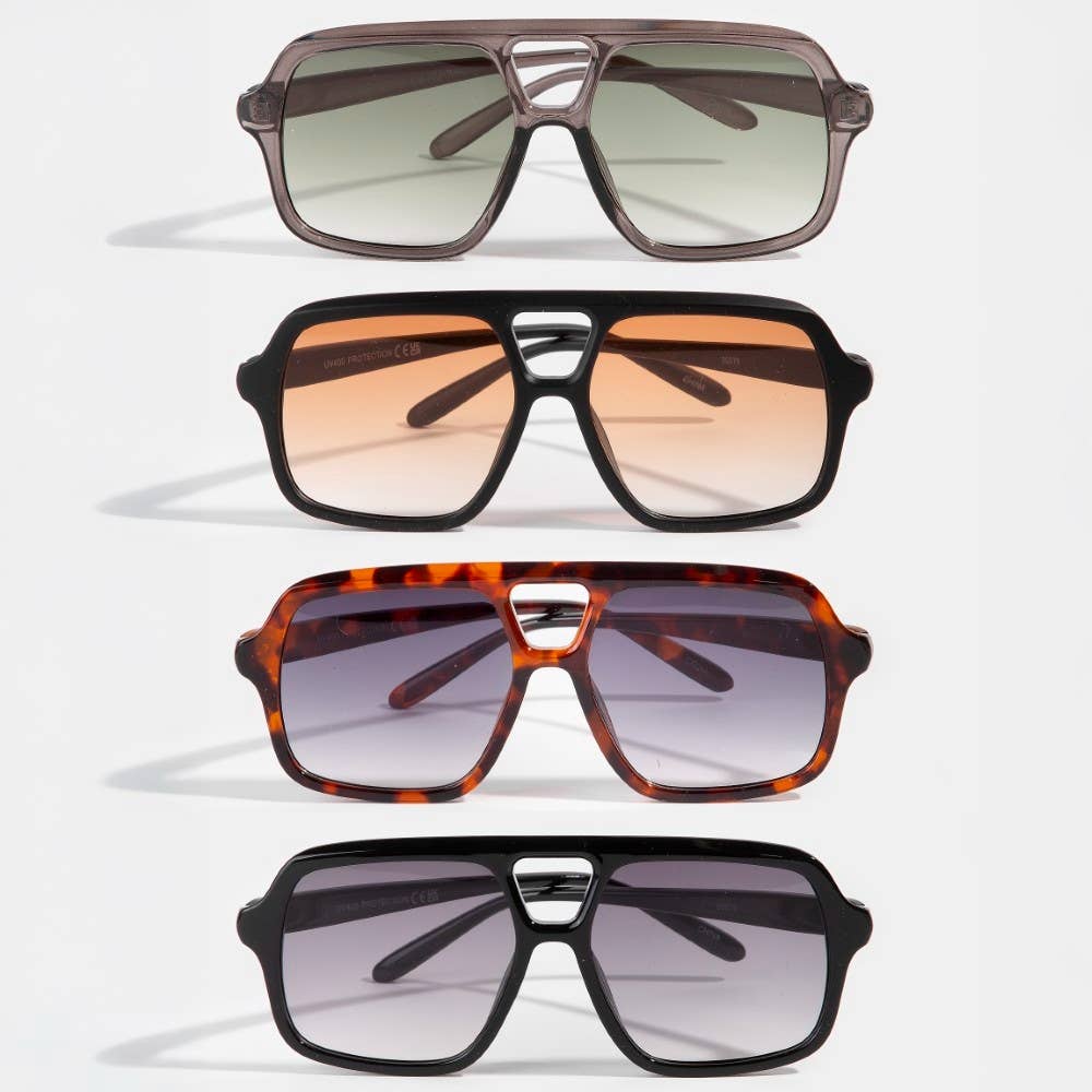 Large Acetate Frame Retro Aviator Sunglasses Set: ASSORTED