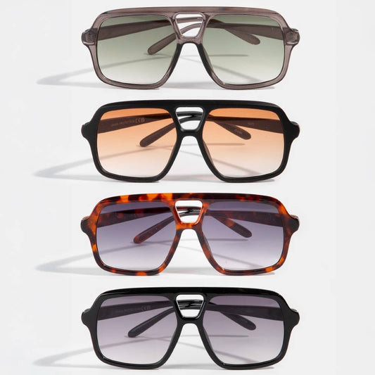 Large Acetate Frame Retro Aviator Sunglasses Set: ASSORTED