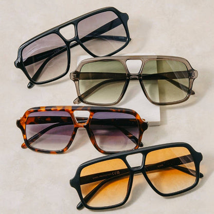 Large Acetate Frame Retro Aviator Sunglasses Set: ASSORTED